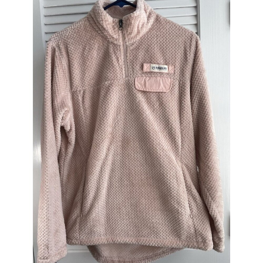 Magellan	Blush Pink Fleece Pullover With Front Zip Pockets Womens size M NWOT